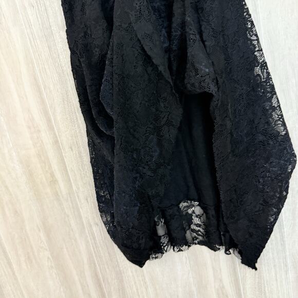 Free People Dress Medium Reflected Moonlight Black Lace Ribbon Skater Whimsygoth - Picture 3 of 15